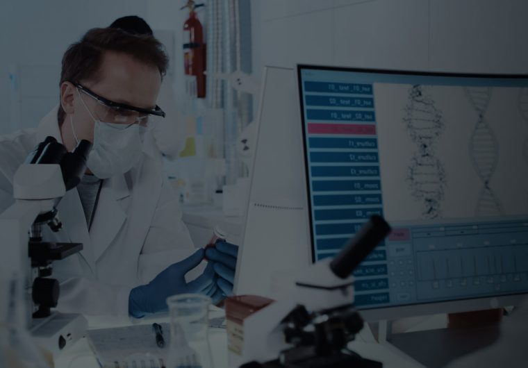 A scientist doing his work in a lab