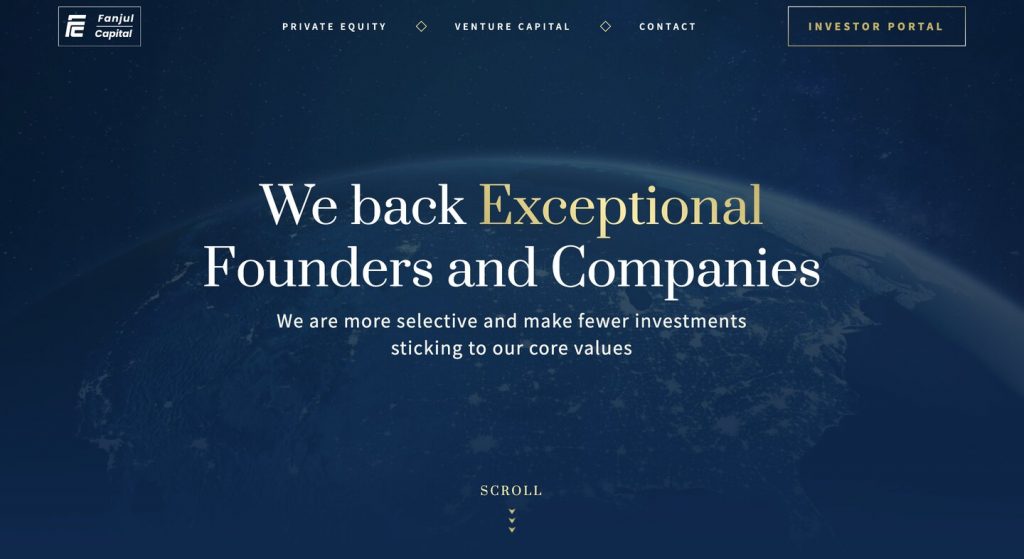 Venture capital website design example: Fanjul Capital